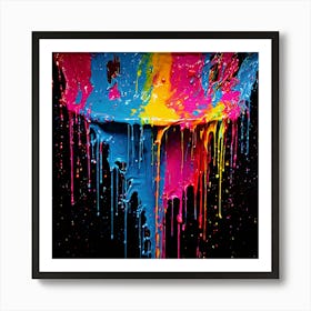 Colorful Paint Dripping Art Print