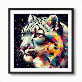 Geometric Art Snow Leopard 1 Art Print