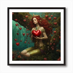 Mermaid With Heart Art Print