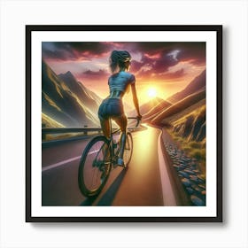 Cycling Up Mountain Road Art Print