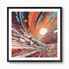 Mars Is Walking Down A Long Path, In The Style Of Bold And Colorful Graphic Design, David , Rainbow (3) Art Print