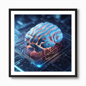 Brain On A Circuit Board 66 Art Print