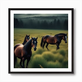 Horses In A Field 23 Art Print