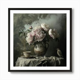 Peonies In A Vase Art Print