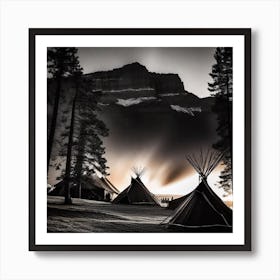 Teepees At Sunset Art Print