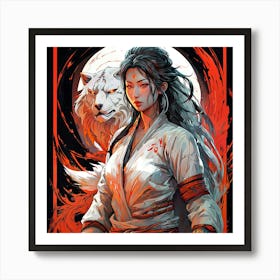 white tiger Asian Glow Art Print