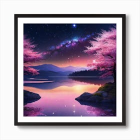 Cherry Blossoms At Night 7 Art Print