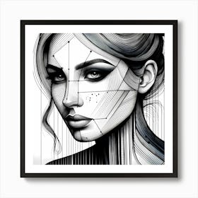 Beauty Women - Abstract Line Art Illustration 135 Art Print