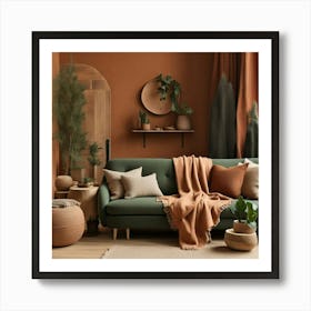 Default A Modern Rustic Living Room With Terracotta Walls A Be 2 Art Print