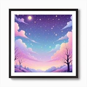 Sky With Twinkling Stars In Pastel Colors Square Composition 30 Art Print