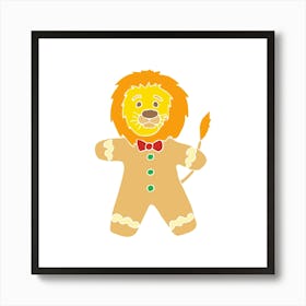 Gingerbread Lion, Fun Circus Animal, Cake, Biscuit, Sweet Treat Print, Square Art Print