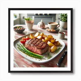 Steak and Potatoes On A Plate Art Print