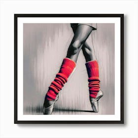 Ballet Shoes Canvas Print, Monochromatic, Pink Highlight Art Print