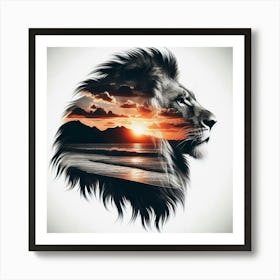 Lion and sunset coast 1 Art Print