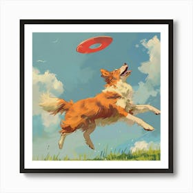 Dog Jumping For Frisbee Art Print