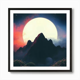 Moon Over Mountains Art Print