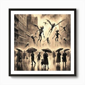 Aliens In The Rain Art Print