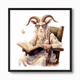 Goat Reading A Book 8 Art Print