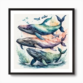 Whales in water Art Print