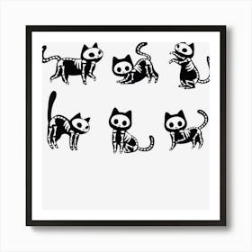 Vintage Retro Skeleton Cat Lover Halloween Costume Art Print