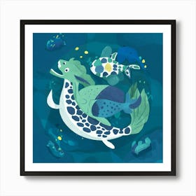 Mermaid In The Sea Art Print