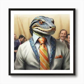 Crocodile In Suit Art Print