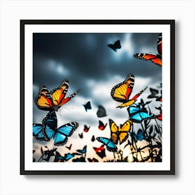 Colorful Butterflies In The Sky 16 Art Print