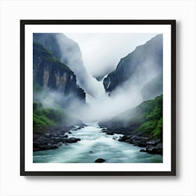 Misty Waterfall Art Print