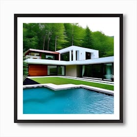 Modern House In The Woods Art Print