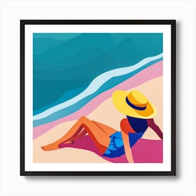 Woman Enjoying The Sun At The Beach 15 Art Print