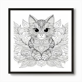 Cat Coloring Page 1 Art Print