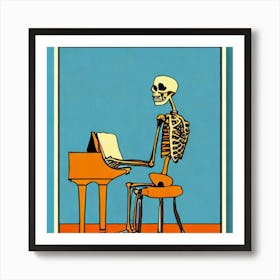 Skeleton Piano Art Print