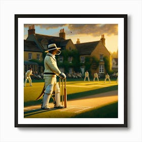 The Sporting Dog: The Timeless Cricket Match Art Print