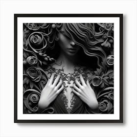 Woman With Roses Art Print