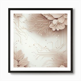 Nature Meets Technology A Tech Inspired Design Where Circuitry Patterns Are Drawn With Soft Nude Li (1) Art Print