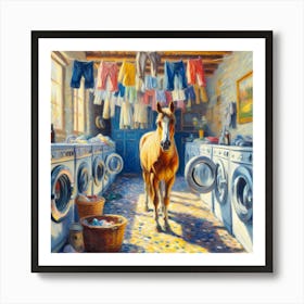 Horse In Laundry Room Art Print