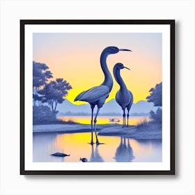 Birds In The Water Art Print