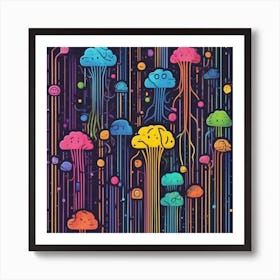 Colorful Jellyfish Art Print