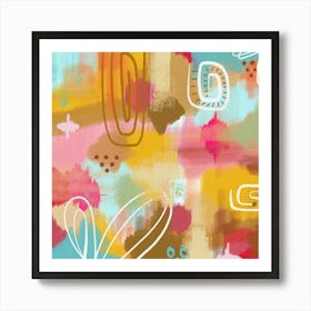 Earthy Colourful Abstract Art Art Print