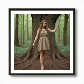 Girl In A Forest Art Print