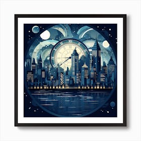 Night City Skyline 1 Art Print