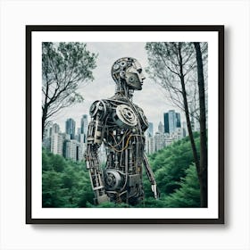 Robot In The Forest 1 Art Print