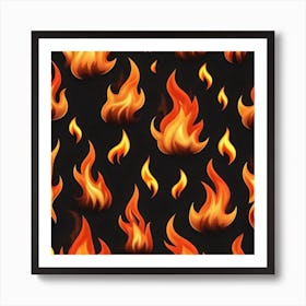 Flames On Black Background 61 Art Print