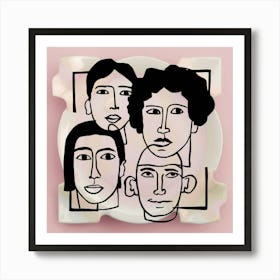 Abstract Faces Art, men and women 1 Art Print