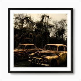 Old Cars In The Woods Art Print