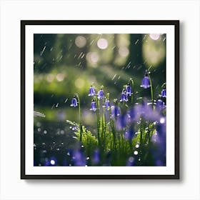 Light Rain in the Bluebell Wood Art Print