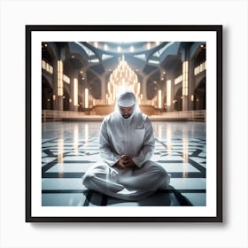 Muslim Man Praying In The Mosque Art Print