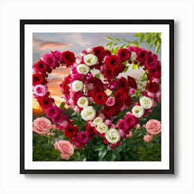 Heart Roses Art Print