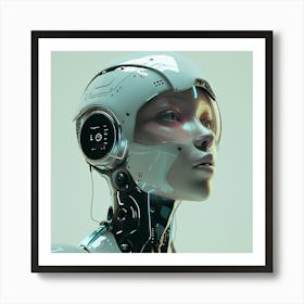Robot - Artificial Intelligence Futuristic Woman Robot Head Art Print