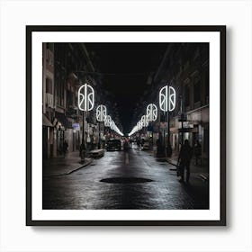 Street Lights At Night Poster